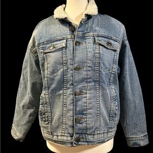 Silver Jeans Blue Denim Jacket with Sherpa Lining